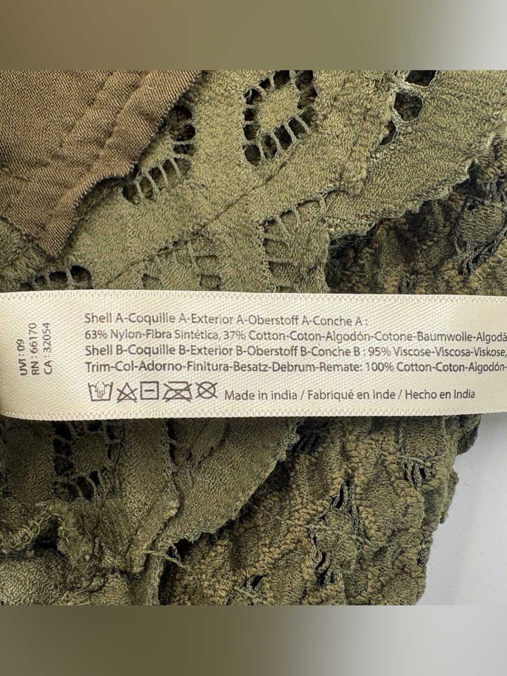 Free People Lace Bralette L Olive Green Crochet Strappy NWT - Picture 10 of 12